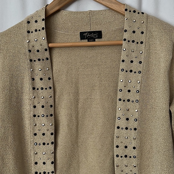 Thalia Sodi Dazzling Gold Threaded Studded Bolero Jacket Top **Size M** - Picture 3 of 4